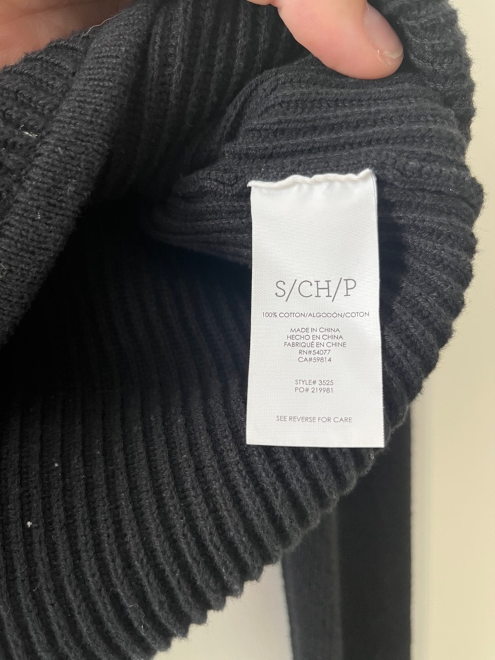 CAbi Black Ribbed High-Low Cropped Sweater - Picture 4 of 5